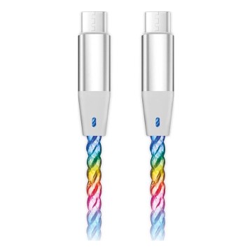 Aligator DATKP62 - USB кабел USB-C / USB-C с LED подсветка 65W Power Delivery 1,2m