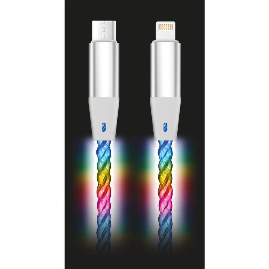 Aligator DATKP63 - USB кабел USB-C / Lightning с LED подсветка, 30 W Power Delivery, 1,2 m