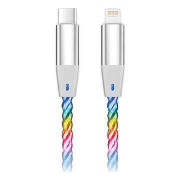 Aligator DATKP63 - USB кабел USB-C / Lightning с LED подсветка, 30 W Power Delivery, 1,2 m
