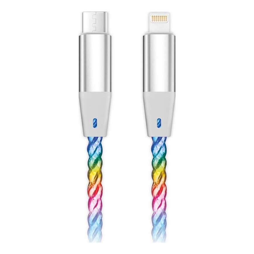 Aligator DATKP63 - USB кабел USB-C / Lightning с LED подсветка, 30 W Power Delivery, 1,2 m