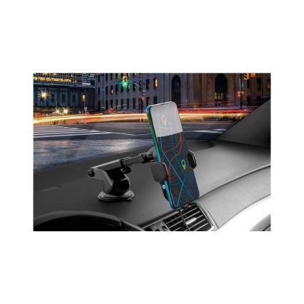 Aligator HAK2 - автомобилен държач за телефон с автоматично захващане и безжично зареждане Qi 15W, черен