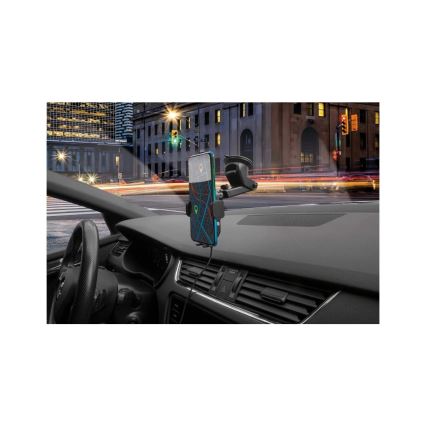 Aligator HAK2 - автомобилен държач за телефон с автоматично захващане и безжично зареждане Qi 15W, черен