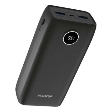 Aligator PBPD30BK - преносима батерия с LCD дисплей Power Delivery 30000 mAh/20W/3,7V черна