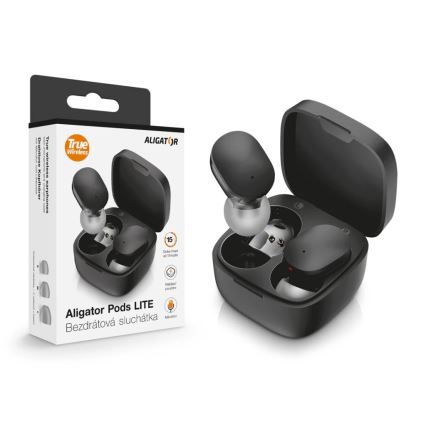Aligator TWS05 - Безжични слушалки Pods LITE 200 mAh + 2x 30 mAh IP30 черни