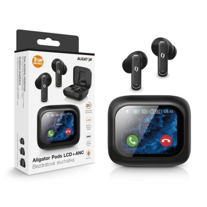 Aligator TWS07 - Безжични слушалки Pods с LCD дисплей и ANC, 400 mAh + 2x 40 mAh, черни