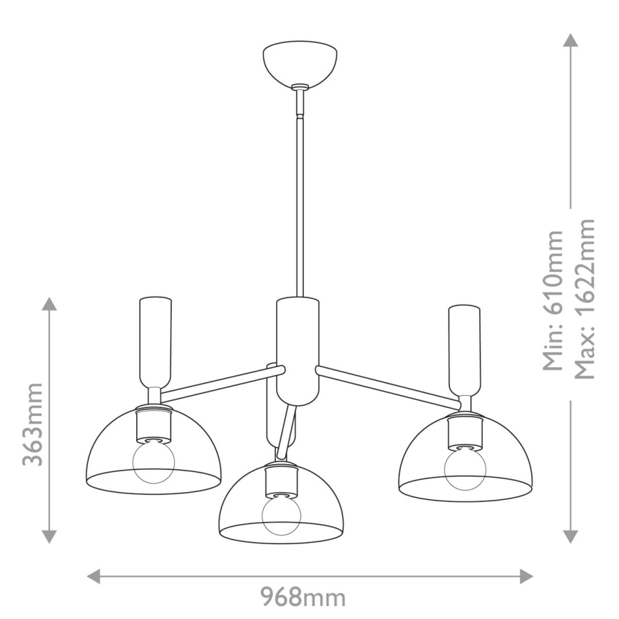 Alora Mood - Полилей на тръба JUDE 3xE27/60W/230V черен