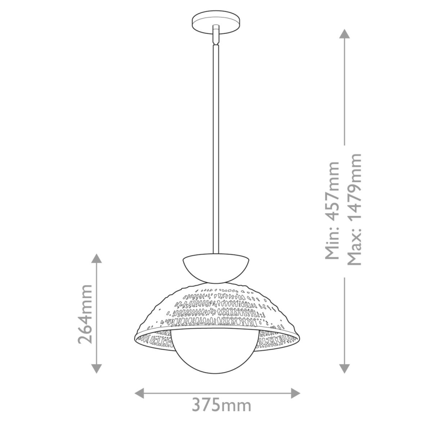 Alora Mood - Полилей на штанга PERTH 1xE27/60W/230V Ø 37,5 см златист
