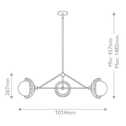Alora Mood - Полилей на штанга PERTH 3xE14/40W/230V златен