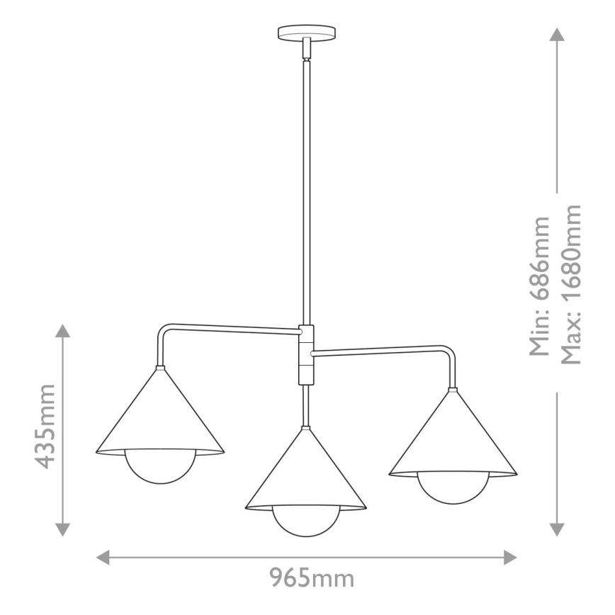 Alora Mood - Полилей на штанга REMYCK 3xE27/60W/230V златен