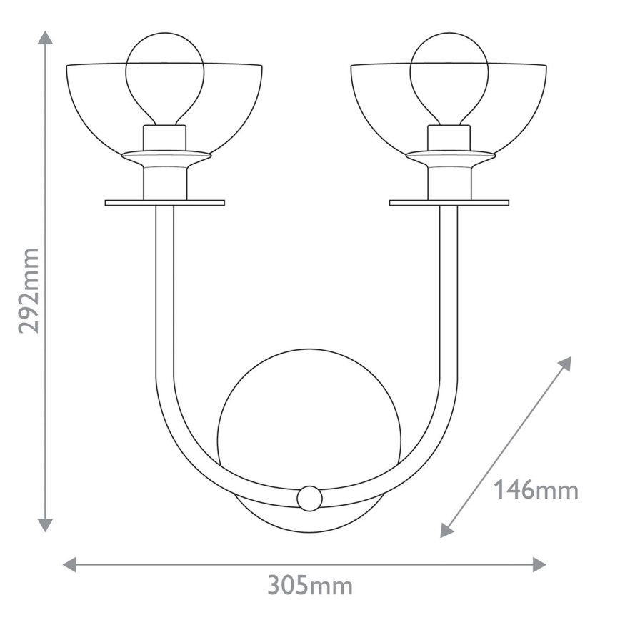 Alora Mood ALM-SYLVIA-2WB-BG-CL - Настенно осветително тяло SYLVIA 2xE14/40W/230V златисто