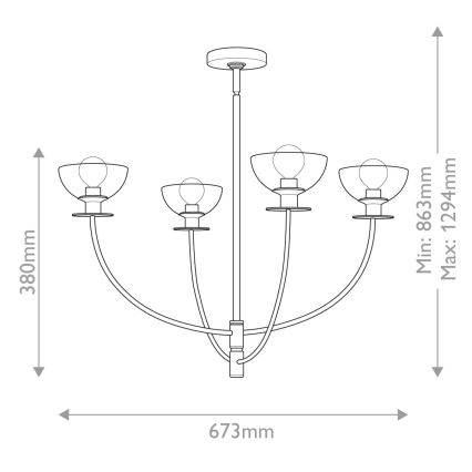 Alora Mood - Полилей с штанга SYLVIA 4xE14/40W/230V черен
