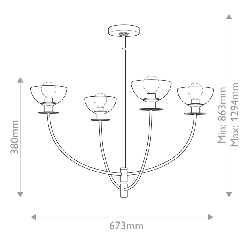 Alora Mood - Полилей с штанга SYLVIA 4xE14/40W/230V черен