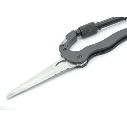 Алуминиев мултифункционален карабинер с предпазител черен