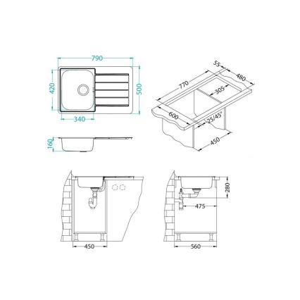 ALVEUS 1069147 - Кухненска мивка LINE 79 x 50 см неръждаема стомана/сатен