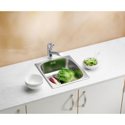 ALVEUS 1082195 - Кухненска мивка BASIC 44x38 см матов стомана/сатен, голям отвор