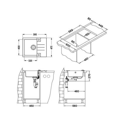 ALVEUS 1090947 - Кухненска мивка ROCK 59,5x47,5 см гранит/бял
