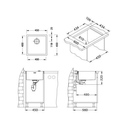 ALVEUS 1122689 - Кухненска мивка QUADRIX 45x45 см кралско меден