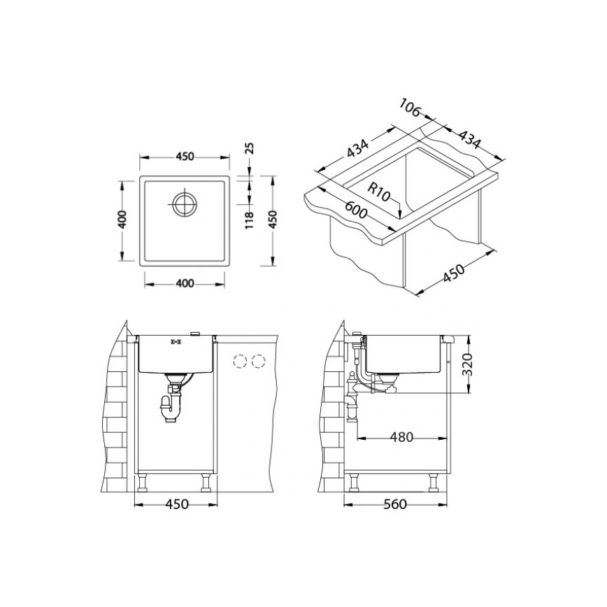 ALVEUS 1122689 - Кухненска мивка QUADRIX 45x45 см кралско меден