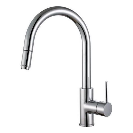 ALVEUS 1129021 - Кран за мивка с издърпваща се пръскачка DELOS 38 см матов хром