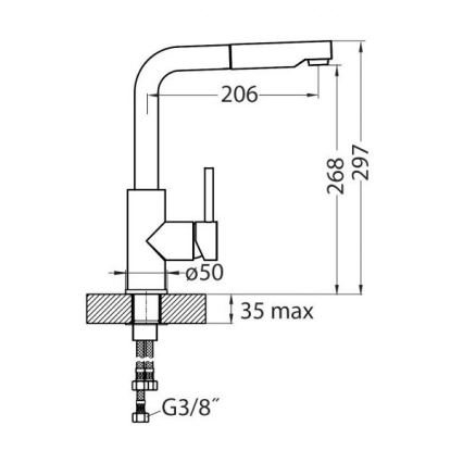 ALVEUS 1129048 - Кран за мивка с издърпваща се пръскачка SIROS 29,7 см гранит/черен