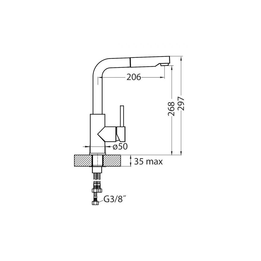 ALVEUS 1129048 - Кран за мивка с издърпваща се пръскачка SIROS 29,7 см гранит/черен