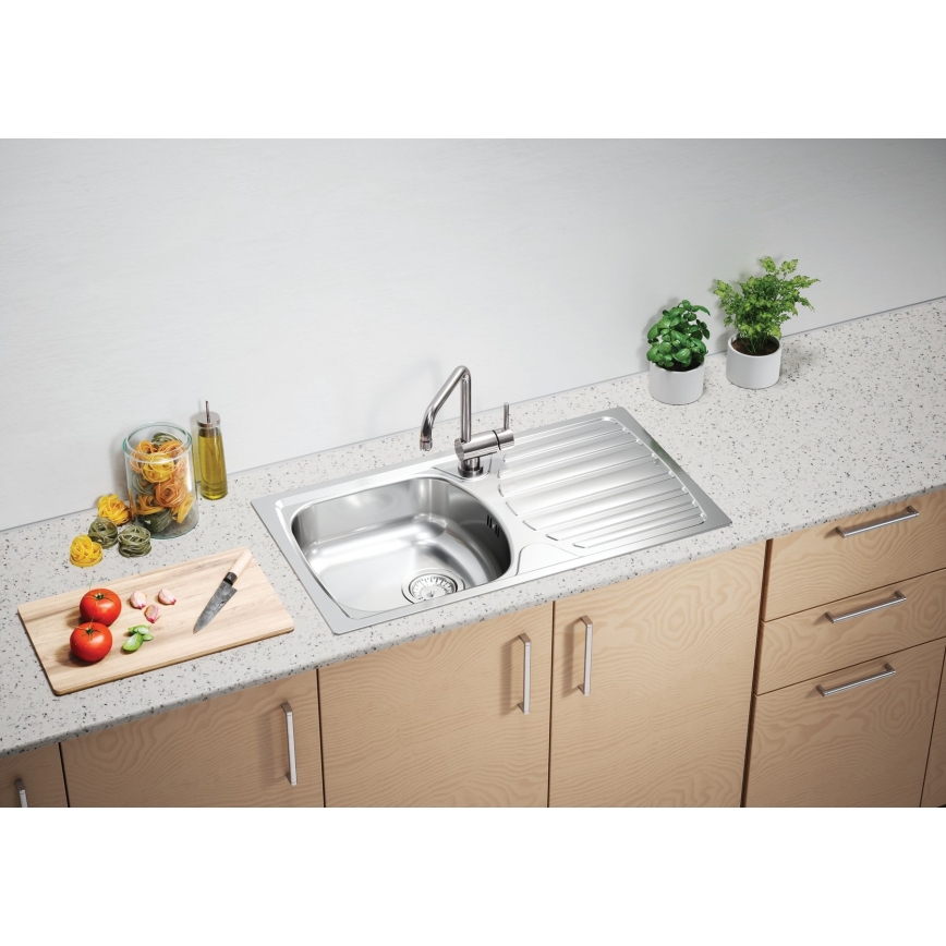 ALVEUS 1136539 - Кухненска мивка BASIC 78x43,5 см матов стомана/сатен, голям отвор