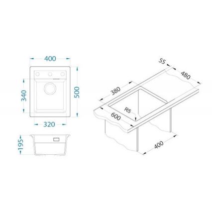 ALVEUS 1139079 - Кухненска мивка ATROX 50x40 см гранит/бял
