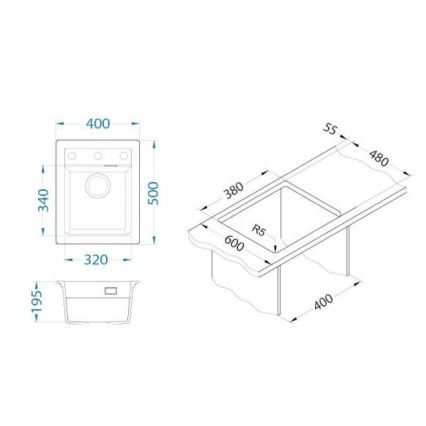 ALVEUS 1139771 - Кухненска мивка ATROX 50x40 см гранит/черен