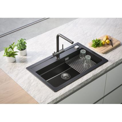 ALVEUS 1139808 - Кран за мивка AGUILA 33,3 см гранит/черен