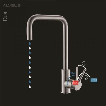 ALVEUS 1139811 - Кран за мивка DUAL 37 см гранит/бежов