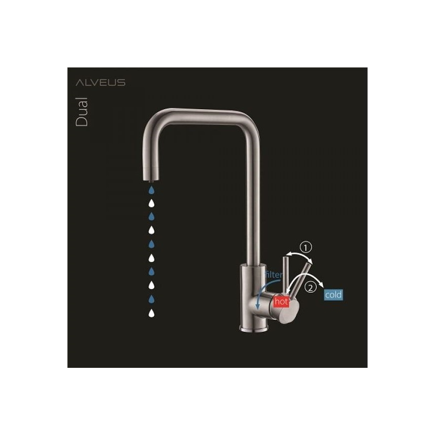 ALVEUS 1139812 - Кран за мивка DUAL 37 см гранит/черен