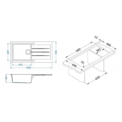 ALVEUS 1140598 - Кухненска мивка CADIT 100x50 см гранит/черен