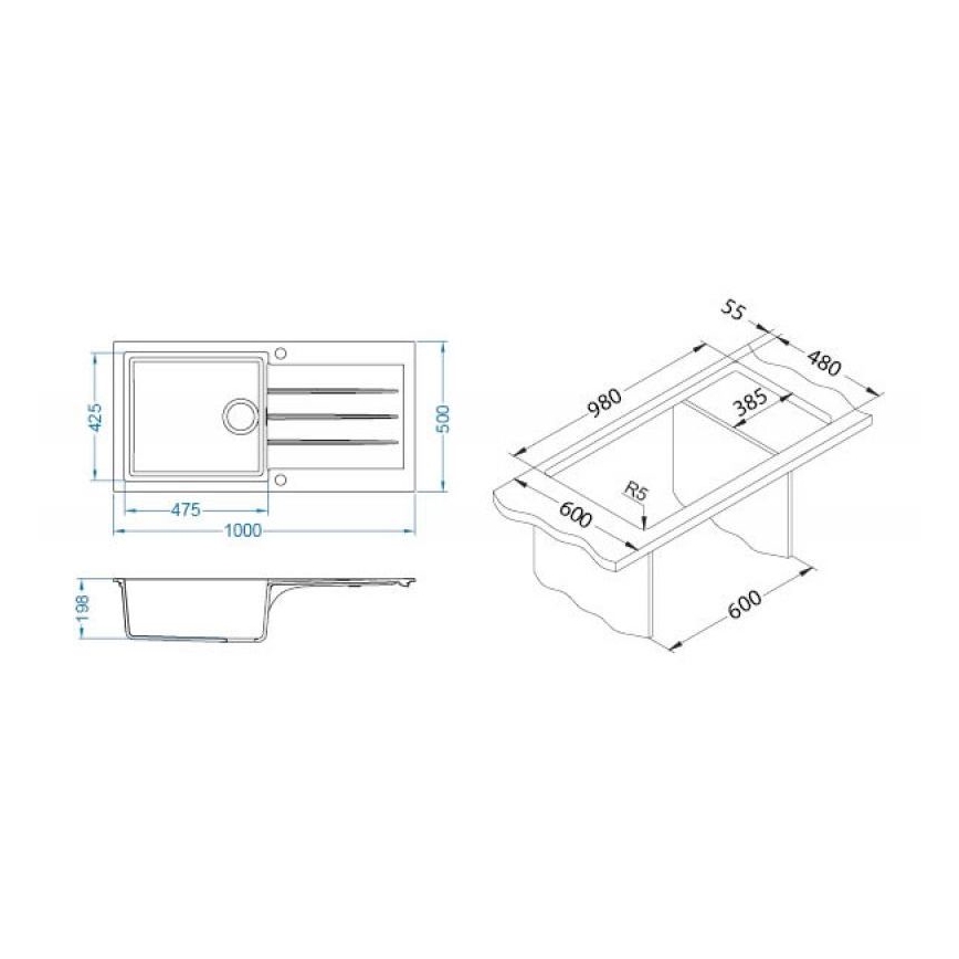 ALVEUS 1140598 - Кухненска мивка CADIT 100x50 см гранит/черен