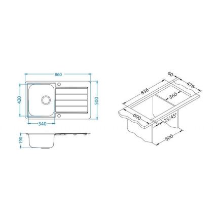 ALVEUS 1144640 - Кухненска мивка LINE 86x50 см матов стомана/сатен, без ексцентричен механизъм