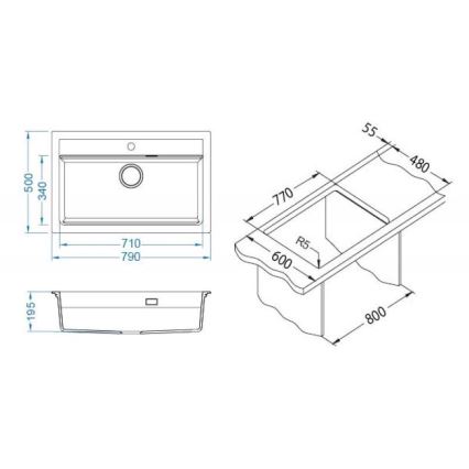 ALVEUS 1148163 - Кухненска мивка ATROX 79x50 см гранит/черен
