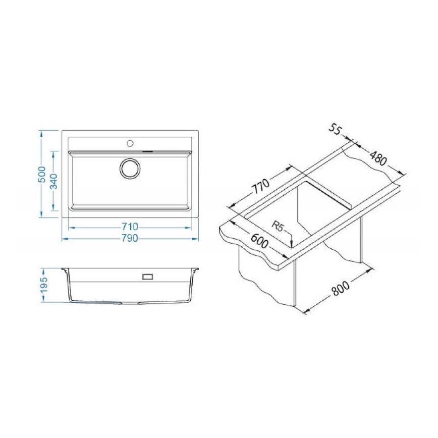 ALVEUS 1148163 - Кухненска мивка ATROX 79x50 см гранит/черен