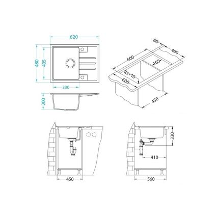 ALVEUS 1149080 - Кухненска мивка INTERMEZZO 62x48 см гранит/черен