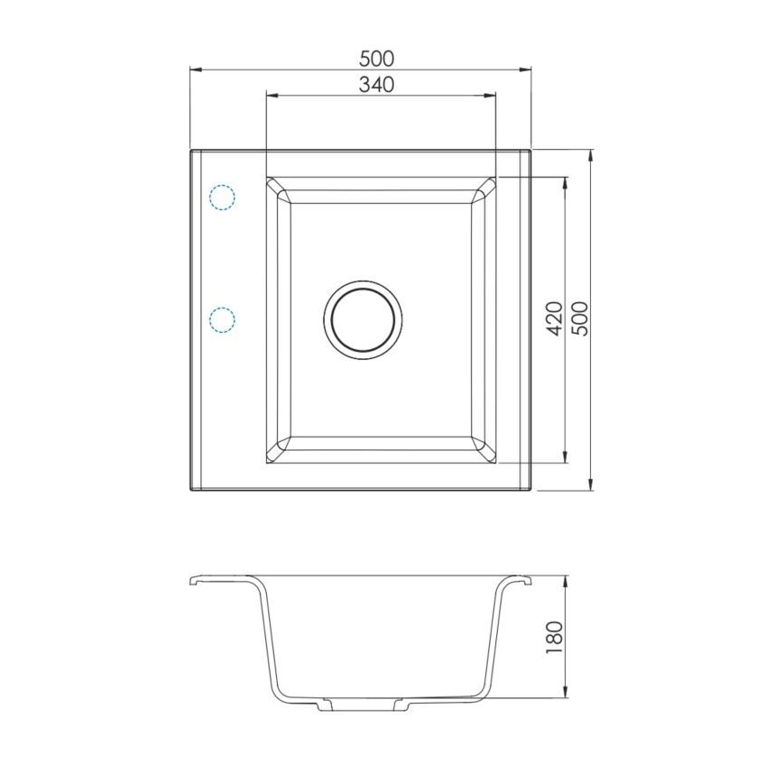 ALVEUS 1149113 - Кухненска мивка GEM 50x50 см гранит/черен