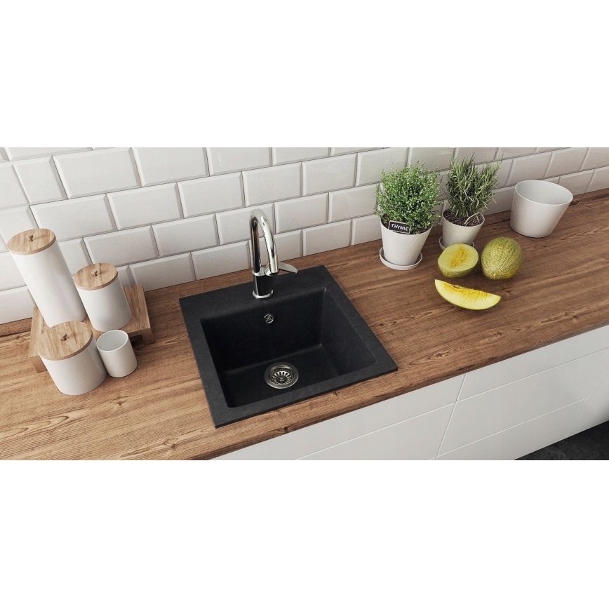 ALVEUS 1149113 - Кухненска мивка GEM 50x50 см гранит/черен