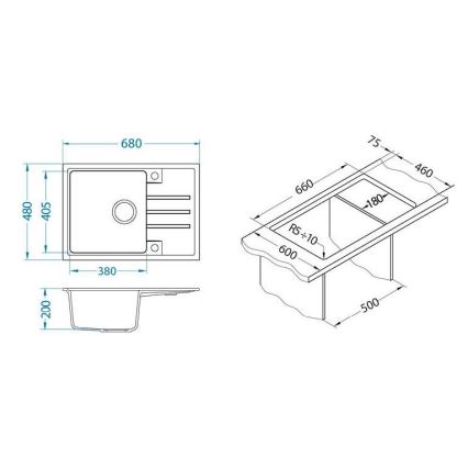 ALVEUS 1149126 - Кухненска мивка INTERMEZZO 68x48 см гранит/черен