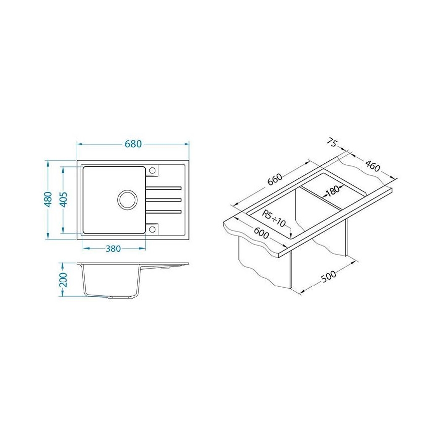 ALVEUS 1149126 - Кухненска мивка INTERMEZZO 68x48 см гранит/черен