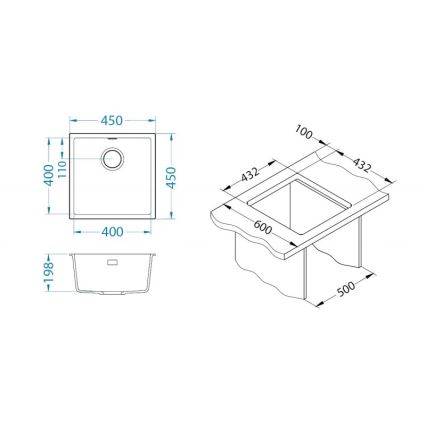 ALVEUS 1150047 - Кухненска мивка OMNI 45x45 см гранит/бежов