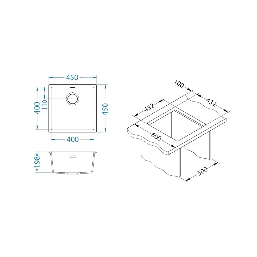 ALVEUS 1150047 - Кухненска мивка OMNI 45x45 см гранит/бежов