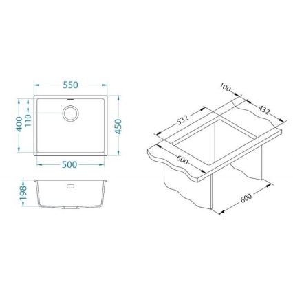ALVEUS 1150051 - Кухненска мивка OMNI 55x45 см гранит/бял