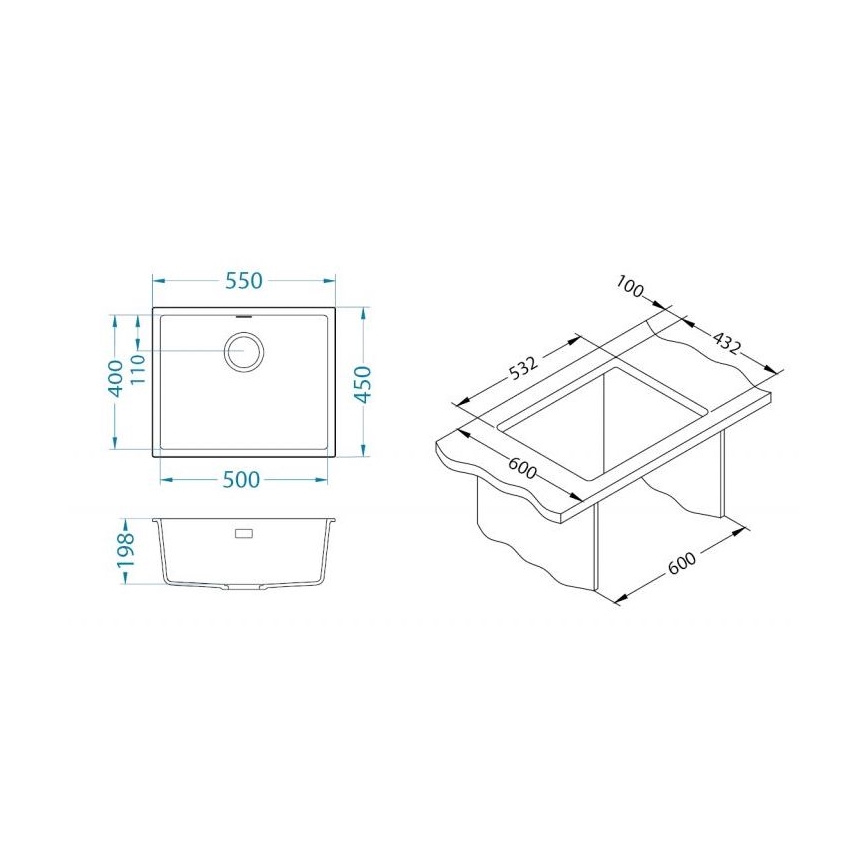 ALVEUS 1150051 - Кухненска мивка OMNI 55x45 см гранит/бял