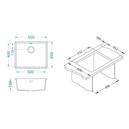 ALVEUS 1150054 - Кухненска мивка OMNI 55x45 см гранит/бежов