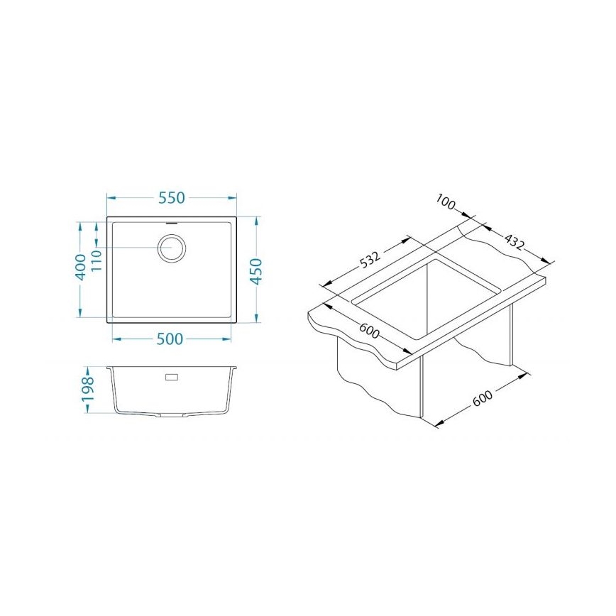 ALVEUS 1150054 - Кухненска мивка OMNI 55x45 см гранит/бежов
