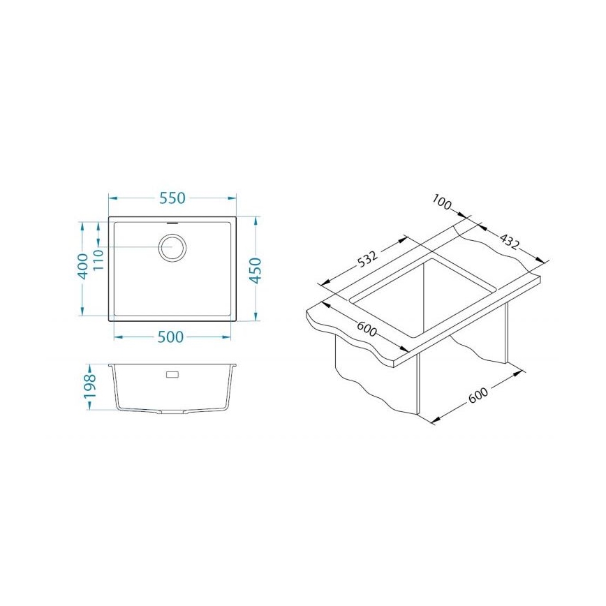 ALVEUS 1150057 - Кухненска мивка OMNI 55x45 см гранит/черен