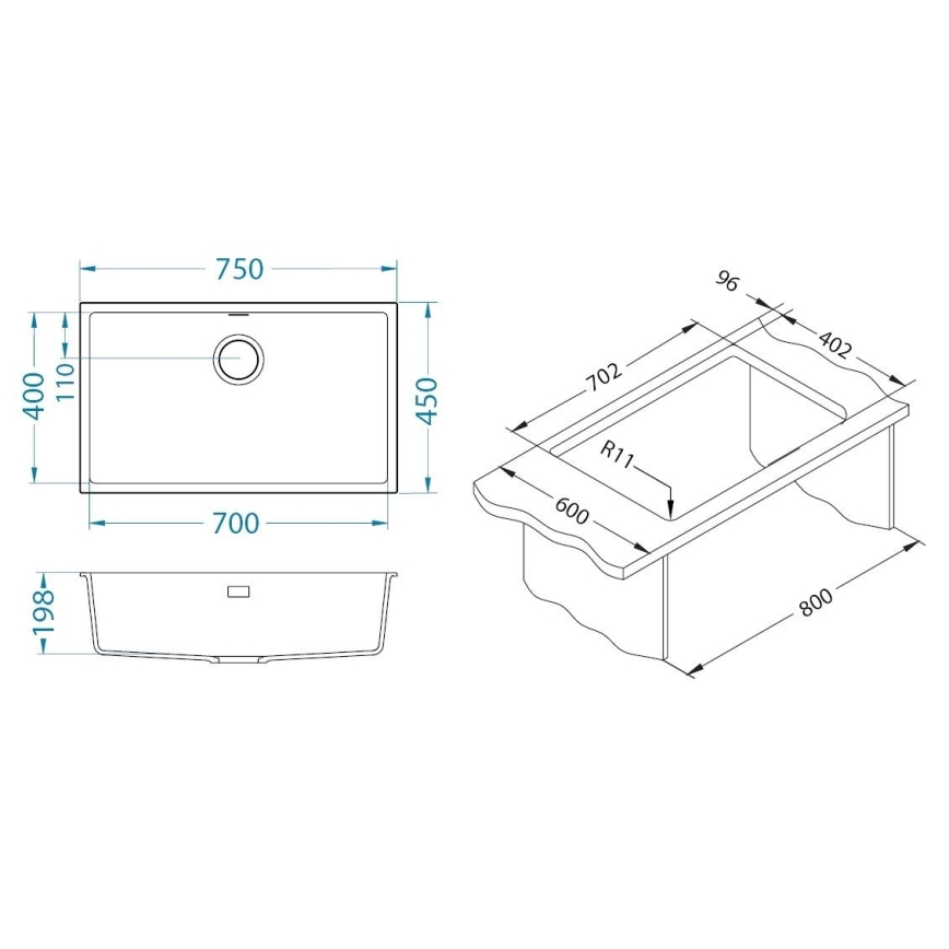 ALVEUS 1150058 - Кухненска мивка OMNI 75x45 см гранит/бял