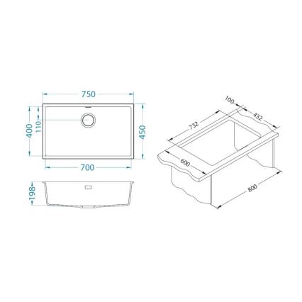 ALVEUS 1150064 - Кухненска мивка OMNI 75x45 см гранит/черен